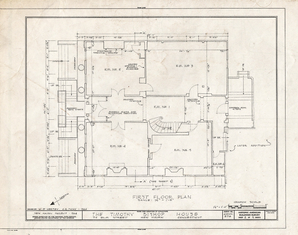 Blueprint HABS Conn,5-NEWHA,27- (Sheet 2 of 5) - Timothy Bishop House, Elm Street, New Haven, New Haven County, CT