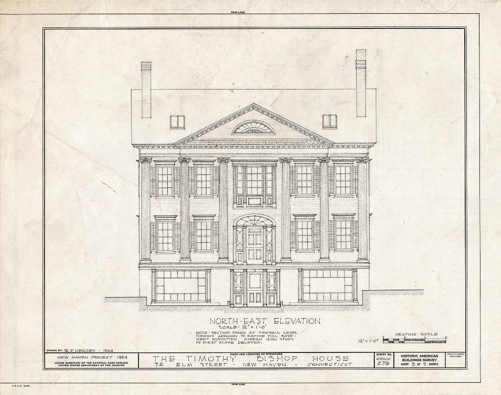 Blueprint HABS Conn,5-NEWHA,27- (Sheet 3 of 5) - Timothy Bishop House, Elm Street, New Haven, New Haven County, CT