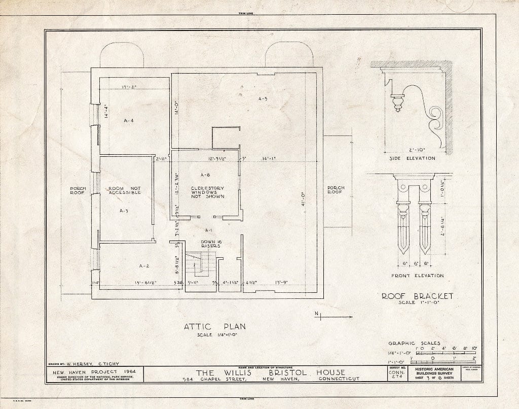 Blueprint HABS Conn,5-NEWHA,26- (Sheet 3 of 6) - Willis Bristol House, 584 Chapel Street, New Haven, New Haven County, CT