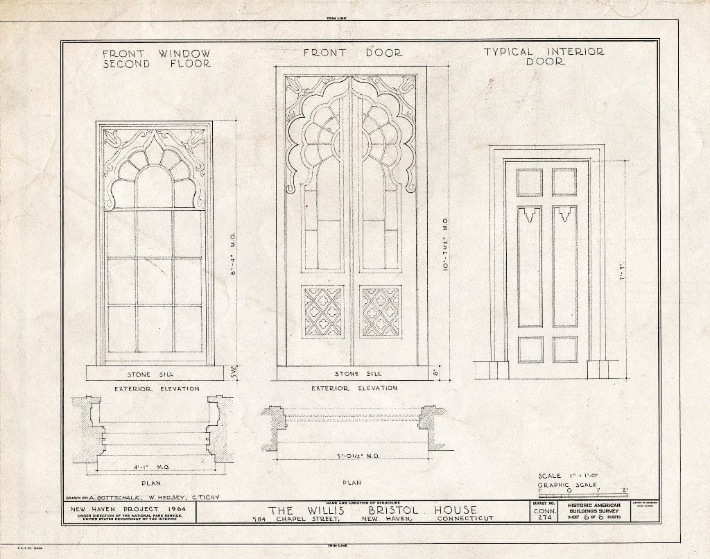 Blueprint HABS Conn,5-NEWHA,26- (Sheet 6 of 6) - Willis Bristol House, 584 Chapel Street, New Haven, New Haven County, CT