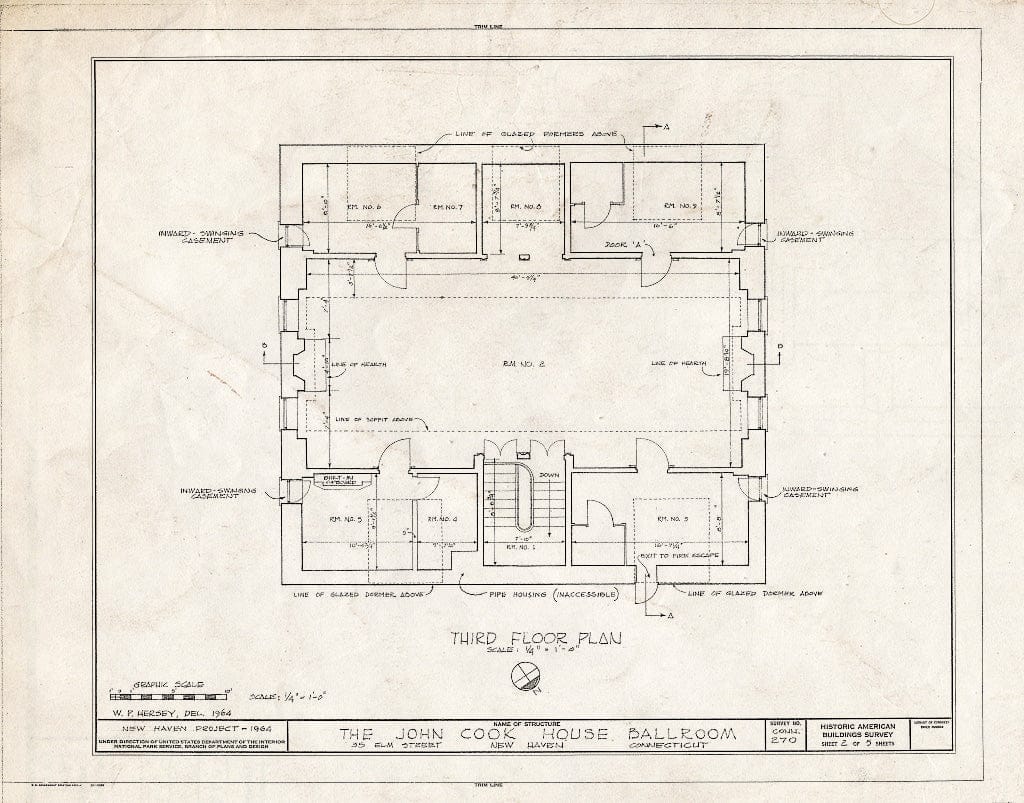 Blueprint HABS Conn,5-NEWHA,13- (Sheet 2 of 5) - John Cook House (Ballroom), 35 Elm Street, New Haven, New Haven County, CT