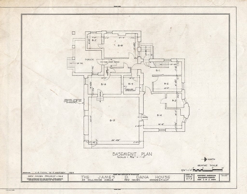 Blueprint HABS Conn,5-NEWHA,25- (Sheet 3 of 6) - James Dwight Dana House, 24 Hillhouse Avenue, New Haven, New Haven County, CT