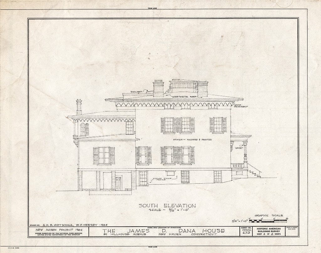 Blueprint HABS Conn,5-NEWHA,25- (Sheet 6 of 6) - James Dwight Dana House, 24 Hillhouse Avenue, New Haven, New Haven County, CT