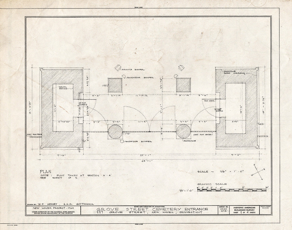 Blueprint HABS Conn,5-NEWHA,3- (Sheet 2 of 4) - Grove Street Cemetery Entrance, 227 Grove Street, New Haven, New Haven County, CT