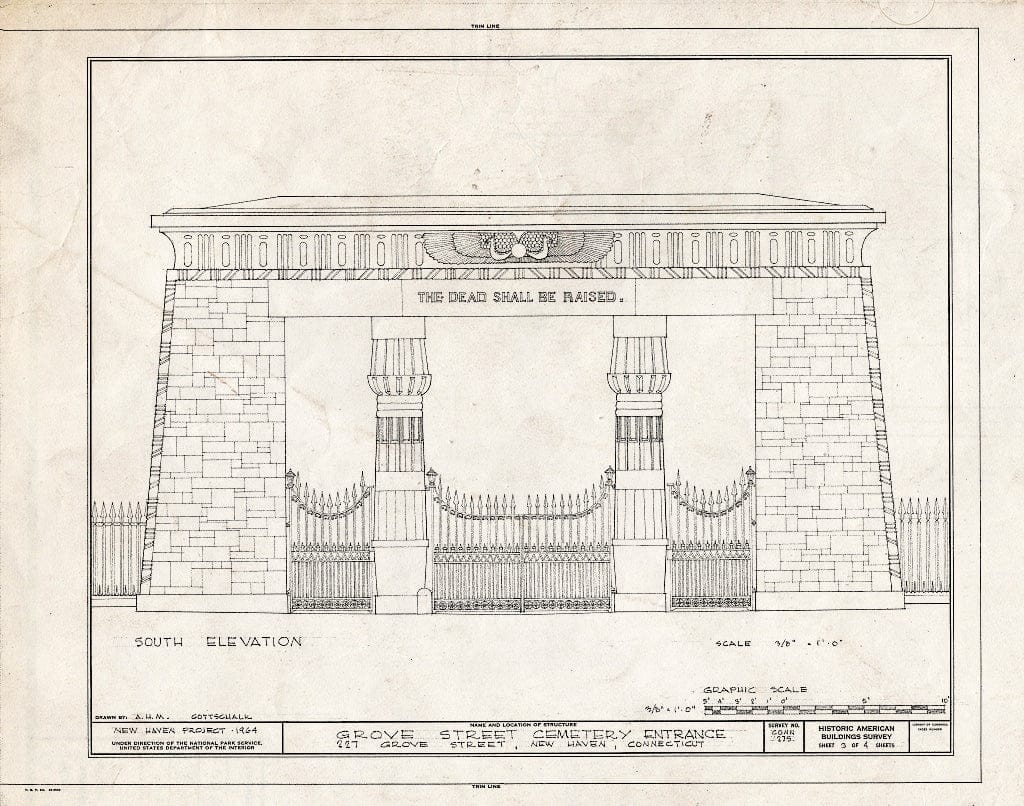 Blueprint HABS Conn,5-NEWHA,3- (Sheet 3 of 4) - Grove Street Cemetery Entrance, 227 Grove Street, New Haven, New Haven County, CT