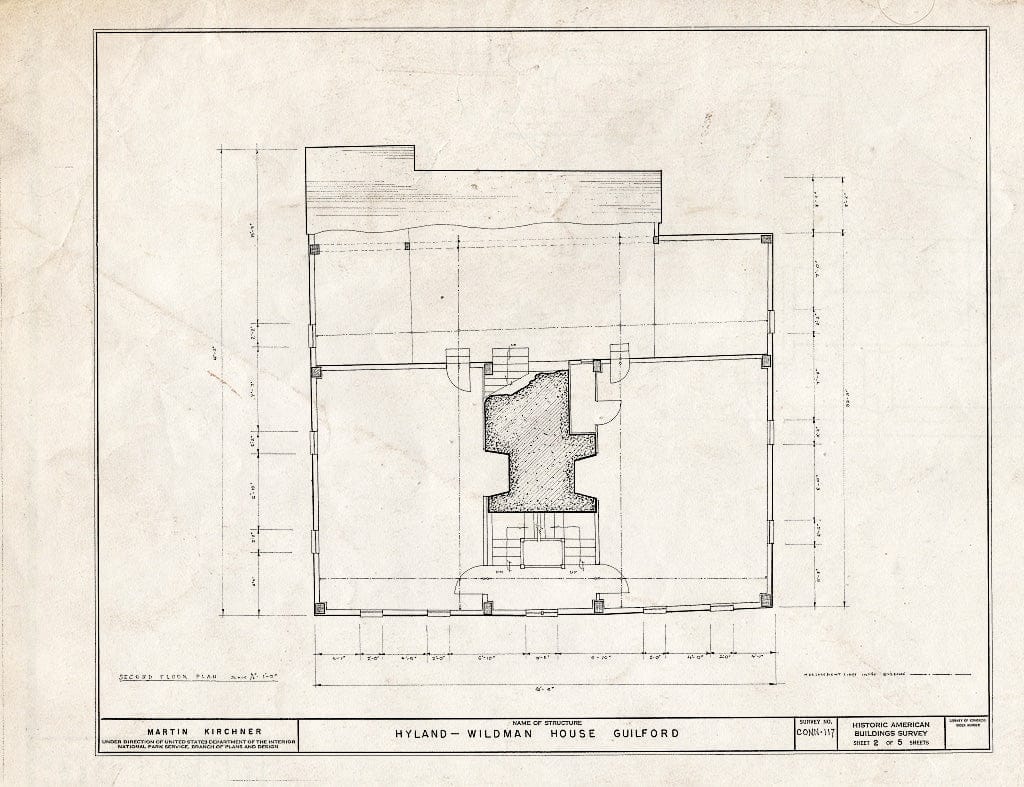 Blueprint HABS Conn,5-GUIL,19- (Sheet 2 of 5) - Hyland-Fiske-Wildman House, Boston Street, New Haven, New Haven County, CT