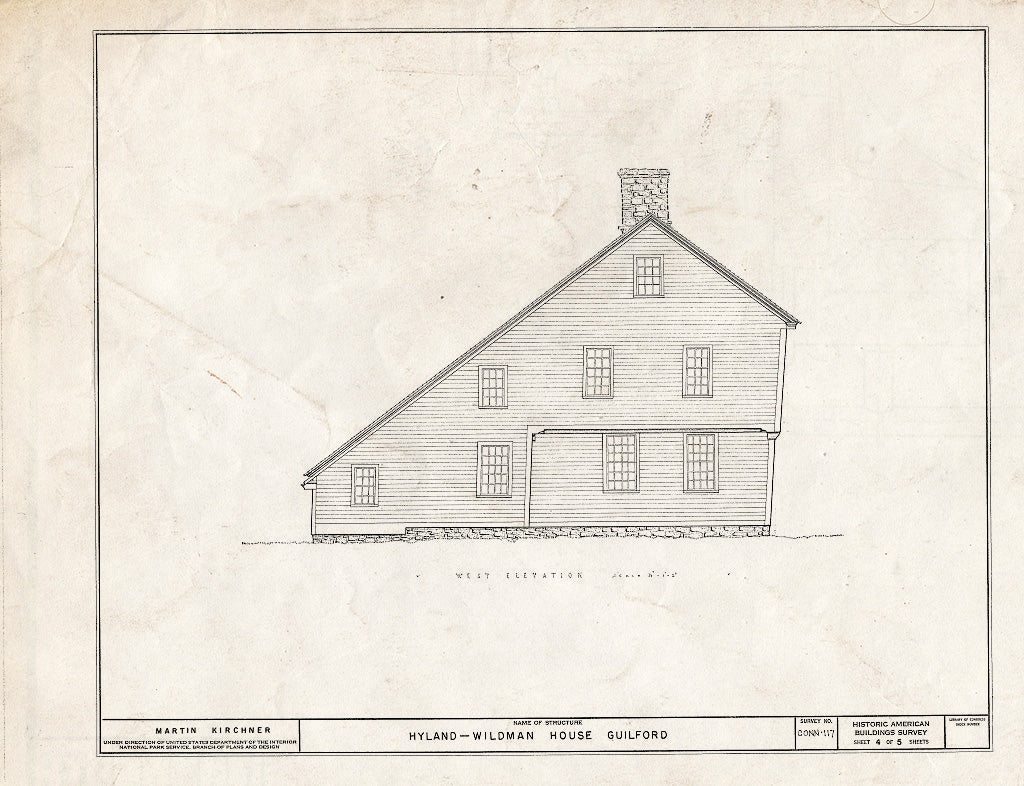 Blueprint HABS Conn,5-GUIL,19- (Sheet 4 of 5) - Hyland-Fiske-Wildman House, Boston Street, New Haven, New Haven County, CT