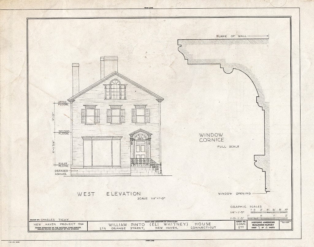 Blueprint HABS Conn,5-NEWHA,28- (Sheet 3 of 4) - William Pinto House, 275 Orange Street, New Haven, New Haven County, CT