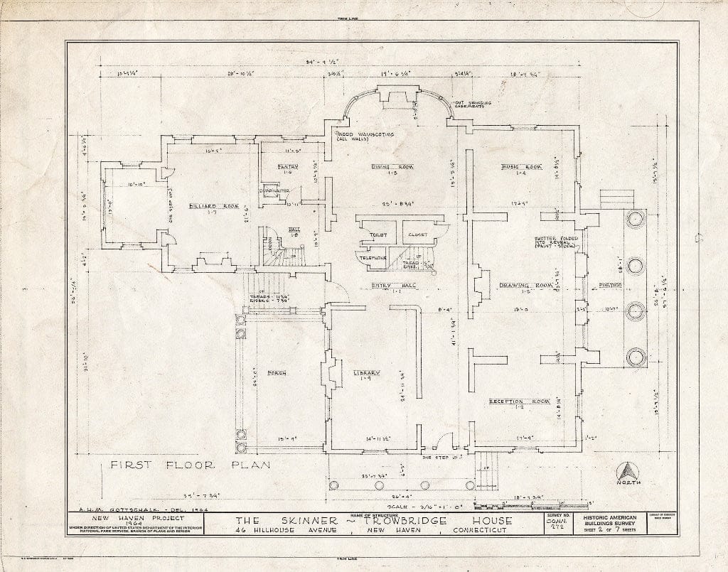 Blueprint HABS Conn,5-NEWHA,15- (Sheet 2 of 7) - Skinner-Trowbridge House, 46 Hillhouse Avenue, New Haven, New Haven County, CT