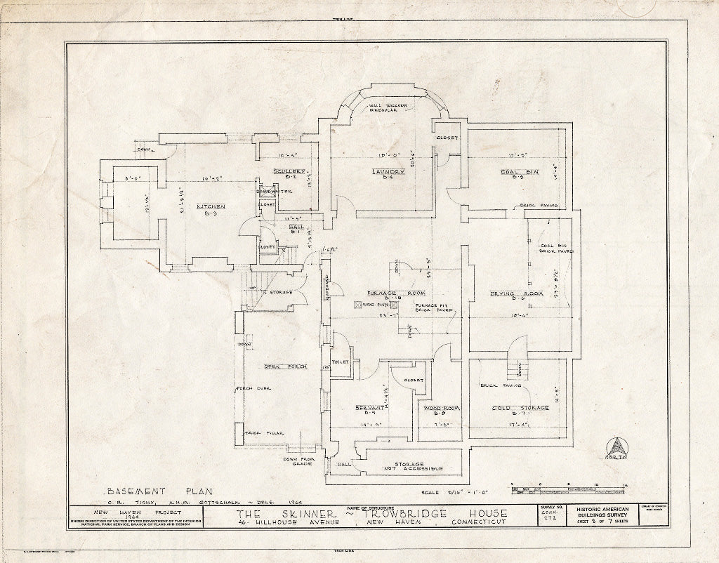Blueprint HABS Conn,5-NEWHA,15- (Sheet 3 of 7) - Skinner-Trowbridge House, 46 Hillhouse Avenue, New Haven, New Haven County, CT