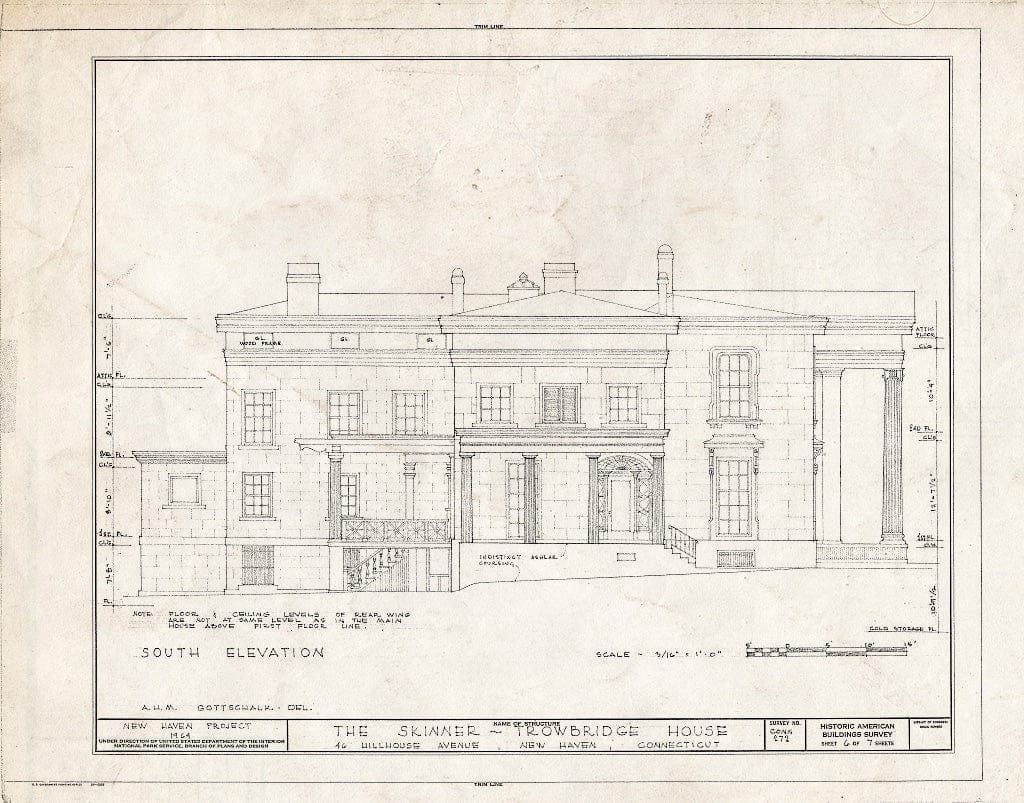 Blueprint HABS Conn,5-NEWHA,15- (Sheet 6 of 7) - Skinner-Trowbridge House, 46 Hillhouse Avenue, New Haven, New Haven County, CT