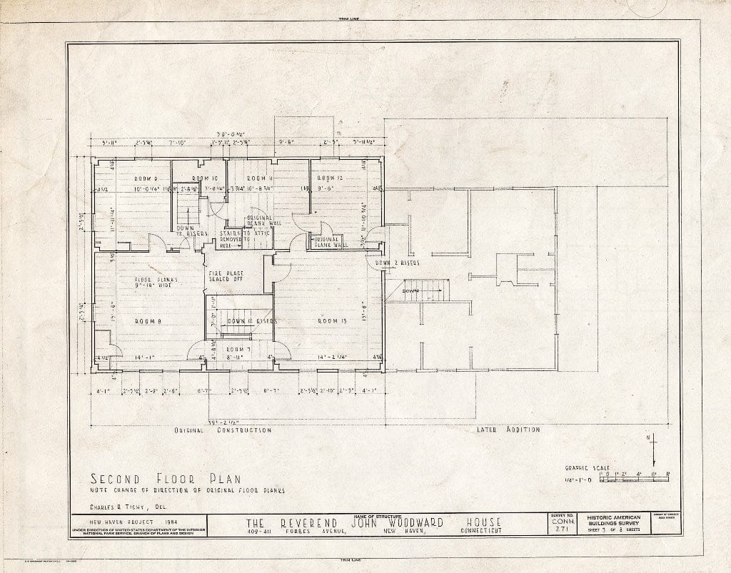 Blueprint HABS Conn,5-NEWHA,14- (Sheet 3 of 8) - Reverend John Woodward House, 409 Forbes Avenue, New Haven, New Haven County, CT