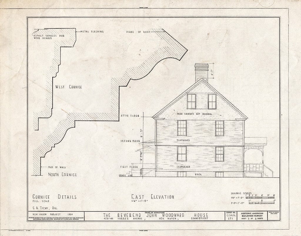 Blueprint HABS Conn,5-NEWHA,14- (Sheet 5 of 8) - Reverend John Woodward House, 409 Forbes Avenue, New Haven, New Haven County, CT