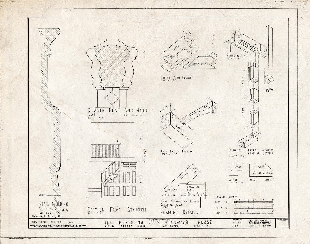 Blueprint HABS Conn,5-NEWHA,14- (Sheet 7 of 8) - Reverend John Woodward House, 409 Forbes Avenue, New Haven, New Haven County, CT