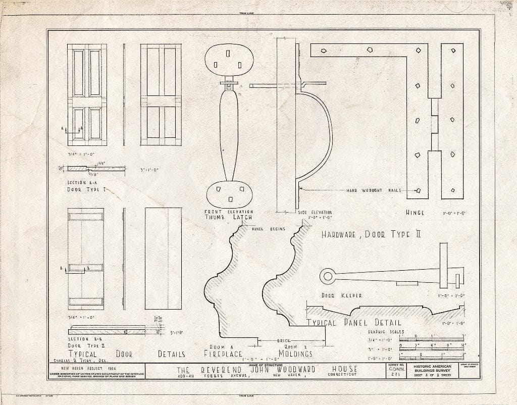 Blueprint HABS Conn,5-NEWHA,14- (Sheet 8 of 8) - Reverend John Woodward House, 409 Forbes Avenue, New Haven, New Haven County, CT