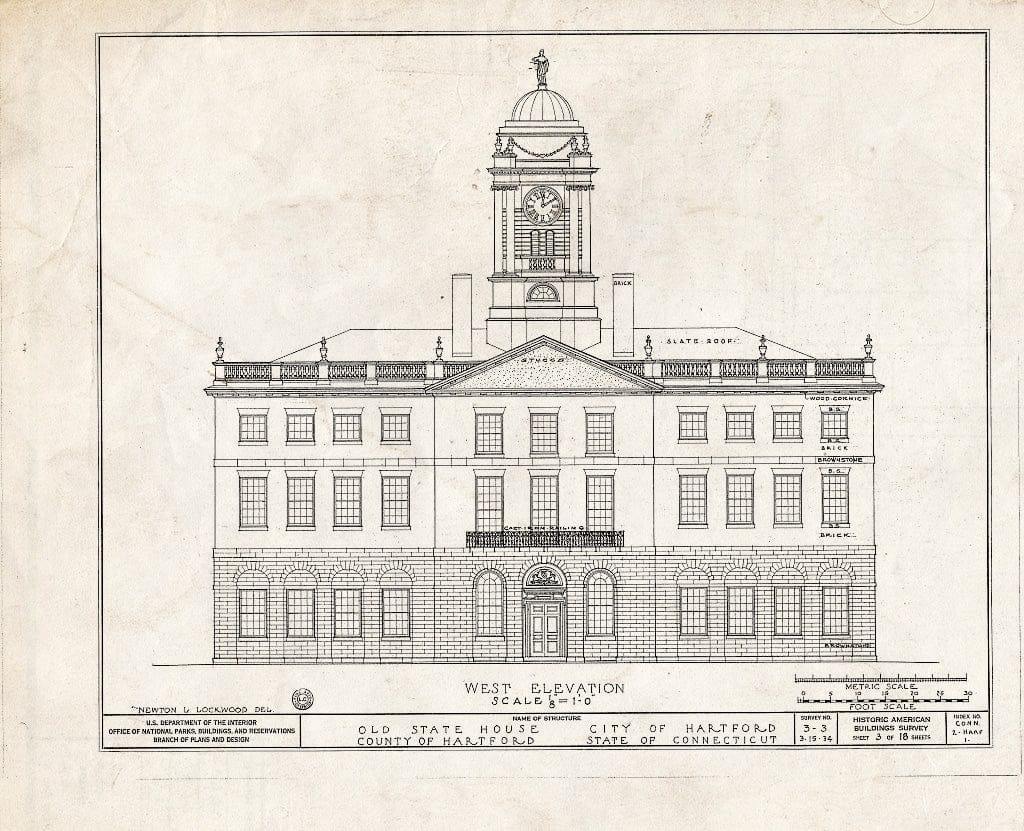 Blueprint HABS Conn,2-HARF,1- (Sheet 3 of 18) - Old State House, Main Street & Central Row, Hartford, Hartford County, CT