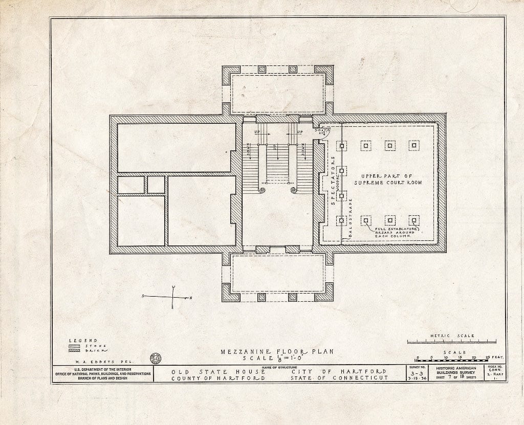 Blueprint HABS Conn,2-HARF,1- (Sheet 7 of 18) - Old State House, Main Street & Central Row, Hartford, Hartford County, CT