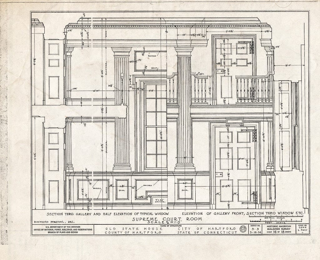 Blueprint HABS Conn,2-HARF,1- (Sheet 16 of 18) - Old State House, Main Street & Central Row, Hartford, Hartford County, CT