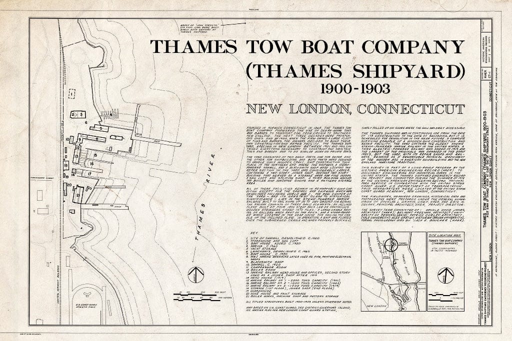 Blueprint Title Sheet - Thames Tow Boat Company, Foot of Farnsworth Street, New London, New London County, CT