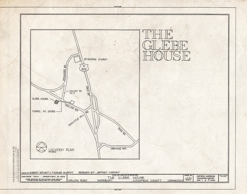 Blueprint HABS Conn,3-WOO,1- (Sheet 1 of 9) - Glebe House, Hollow Road, Woodbury, Litchfield County, CT