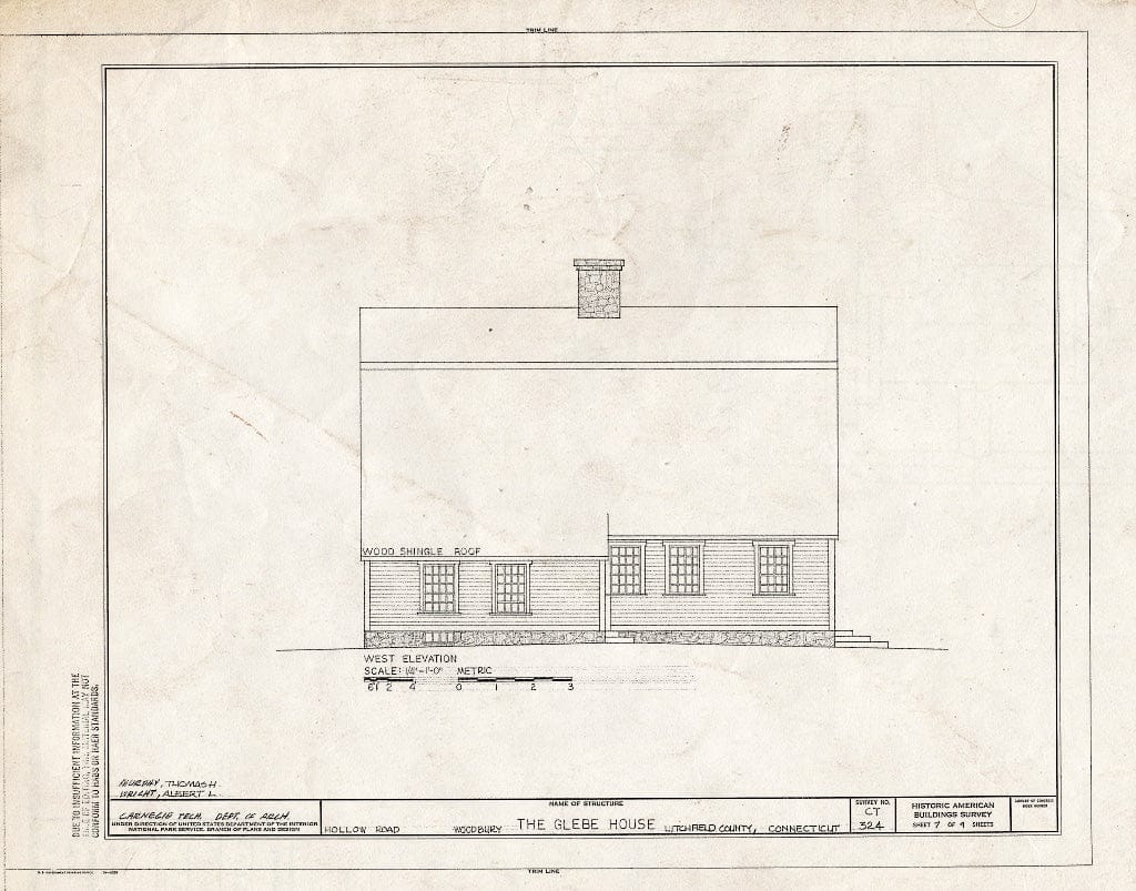 Blueprint HABS Conn,3-WOO,1- (Sheet 7 of 9) - Glebe House, Hollow Road, Woodbury, Litchfield County, CT