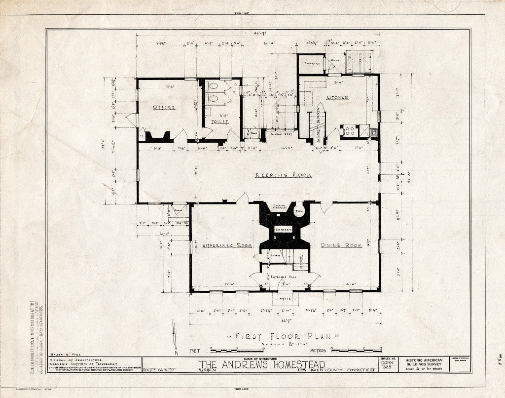 Blueprint HABS Conn,5-MER,1- (Sheet 3 of 10) - Andrews Homestead, Route 6A West, Meriden, New Haven County, CT