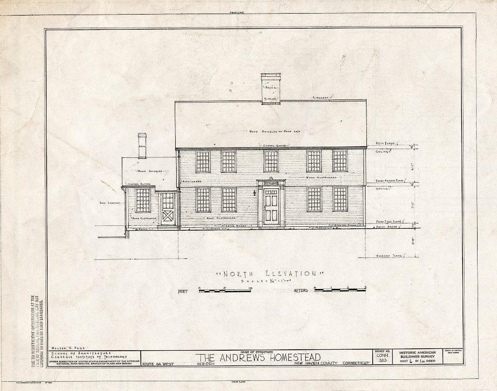 Blueprint HABS Conn,5-MER,1- (Sheet 6 of 10) - Andrews Homestead, Route 6A West, Meriden, New Haven County, CT