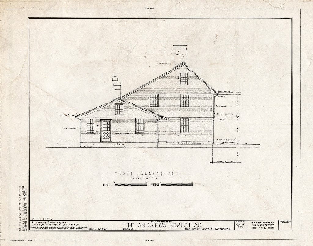 Blueprint HABS Conn,5-MER,1- (Sheet 7 of 10) - Andrews Homestead, Route 6A West, Meriden, New Haven County, CT