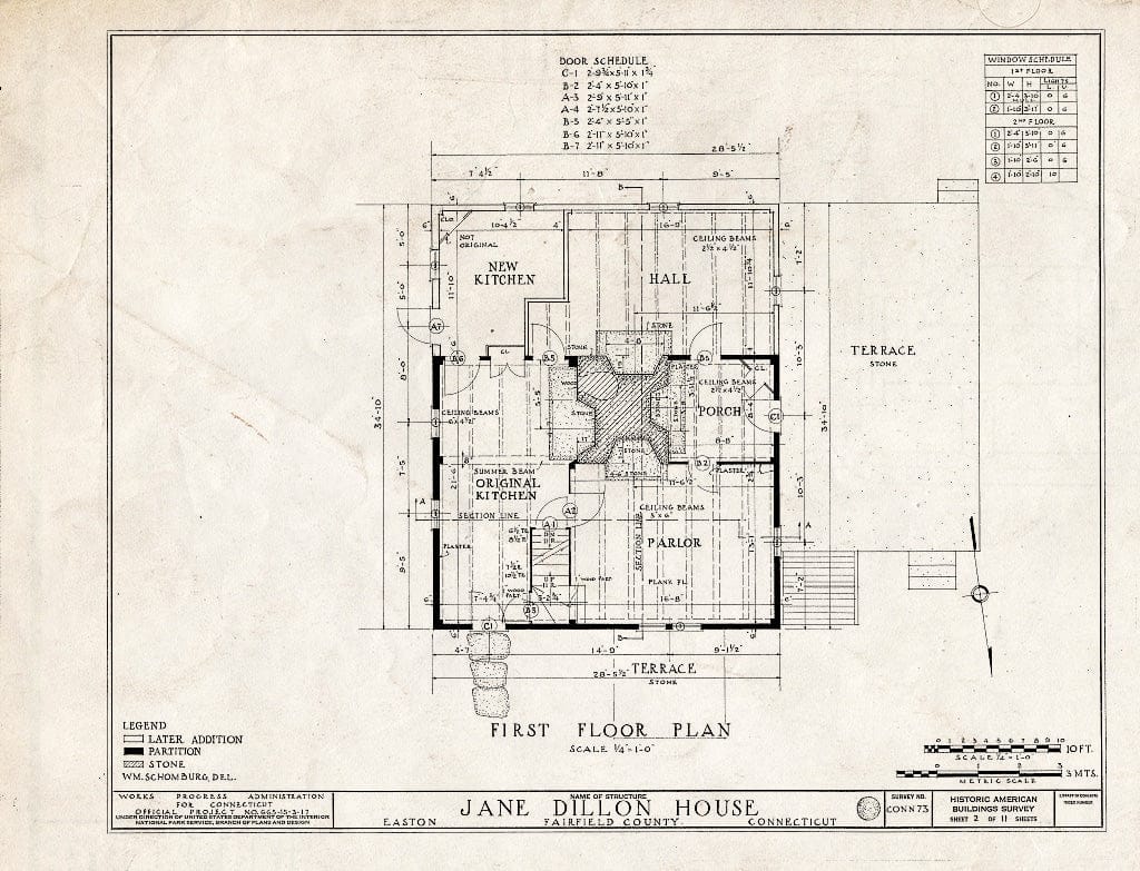 Blueprint HABS Conn,1-EATO,2- (Sheet 2 of 11) - Jane Dillon House, Rock House Road, Easton, Fairfield County, CT