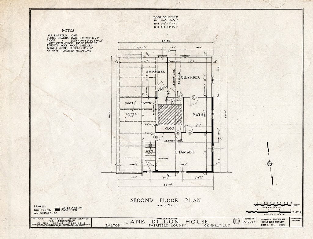 Blueprint HABS Conn,1-EATO,2- (Sheet 3 of 11) - Jane Dillon House, Rock House Road, Easton, Fairfield County, CT