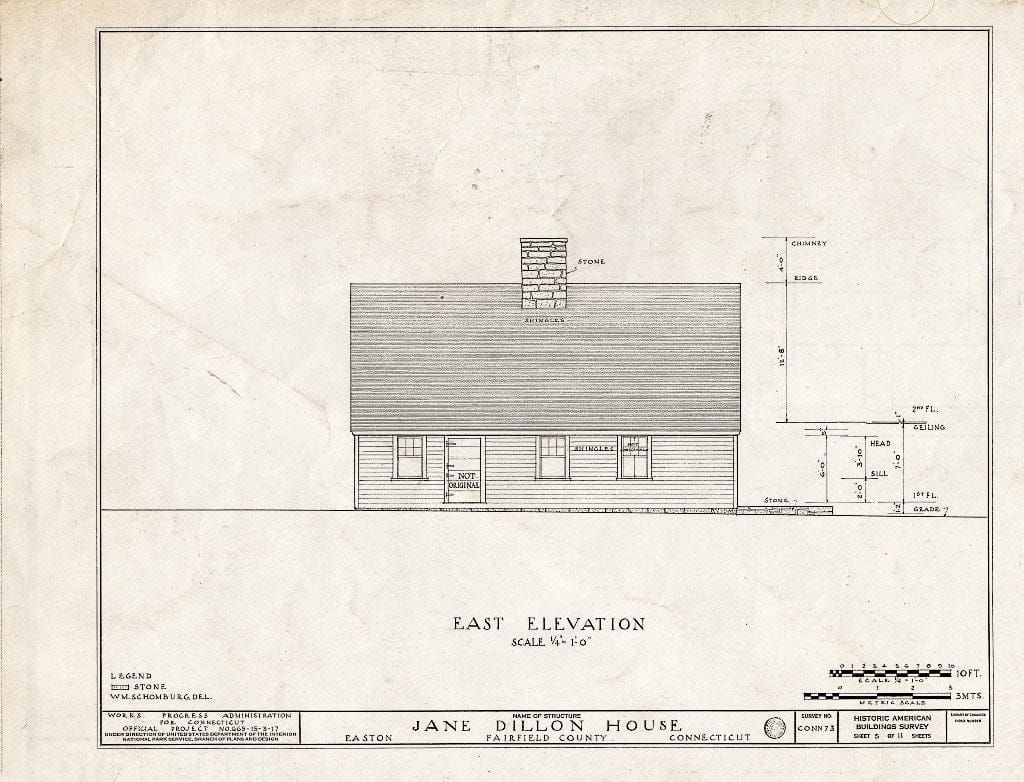 Blueprint HABS Conn,1-EATO,2- (Sheet 5 of 11) - Jane Dillon House, Rock House Road, Easton, Fairfield County, CT