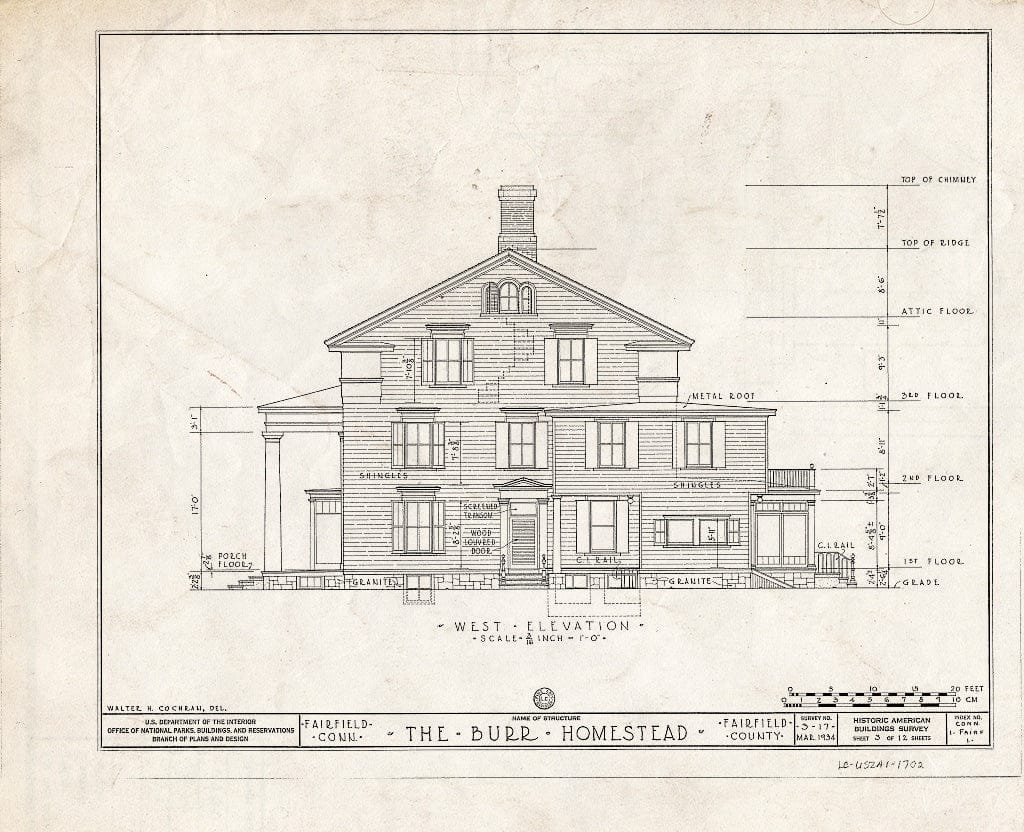 Blueprint HABS Conn,1-FAIRF,1- (Sheet 3 of 12) - Thaddeus Burr Homestead, 491 Old Post Road, Fairfield, Fairfield County, CT