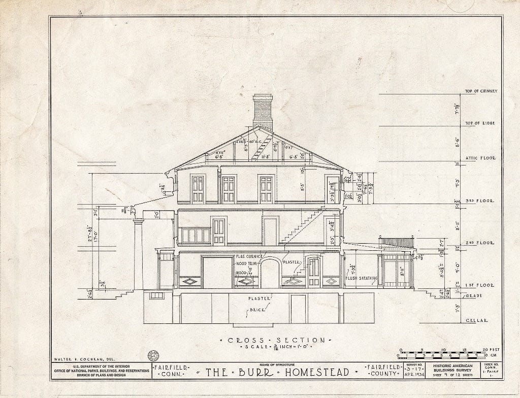 Blueprint HABS Conn,1-FAIRF,1- (Sheet 9 of 12) - Thaddeus Burr Homestead, 491 Old Post Road, Fairfield, Fairfield County, CT