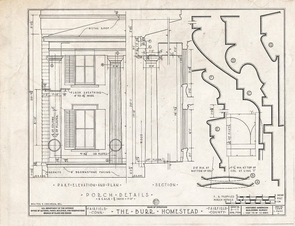 Blueprint HABS Conn,1-FAIRF,1- (Sheet 10 of 12) - Thaddeus Burr Homestead, 491 Old Post Road, Fairfield, Fairfield County, CT