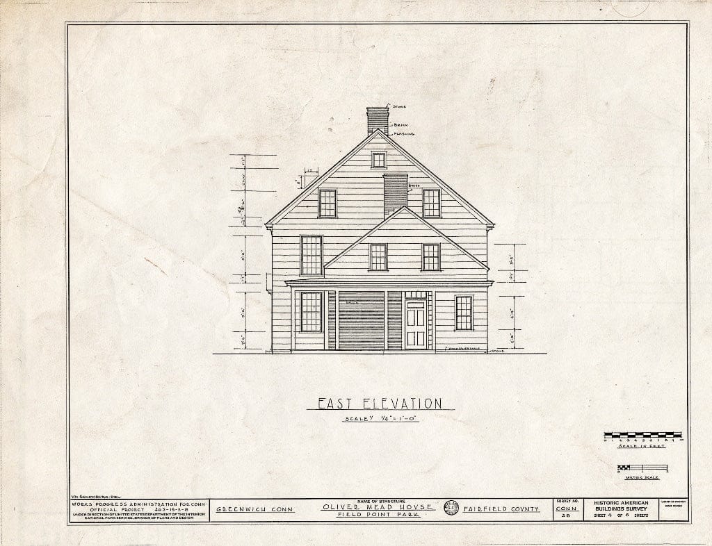 Blueprint HABS Conn,1-GREWI.V,1- (Sheet 4 of 8) - Abraham D. Mead House, Field Point Park Vicinity, Greenwich, Fairfield County, CT