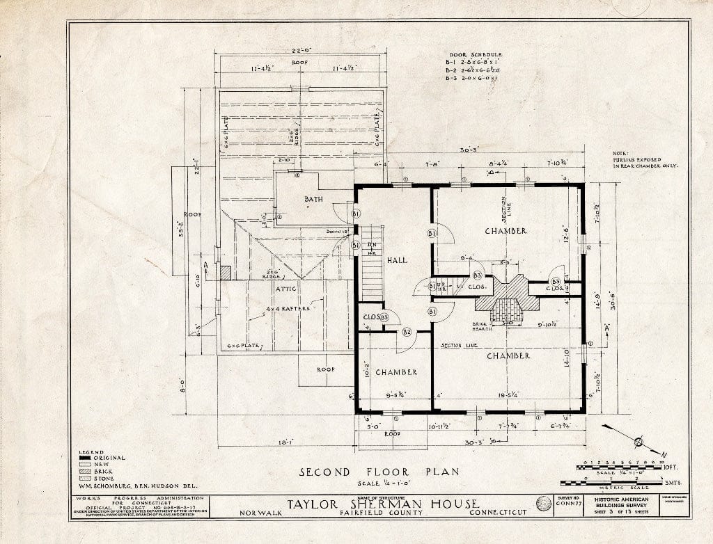 Blueprint HABS Conn,1-NOWA,1- (Sheet 3 of 13) - Taylor Sherman House, 89 Main Street, Norwalk, Fairfield County, CT