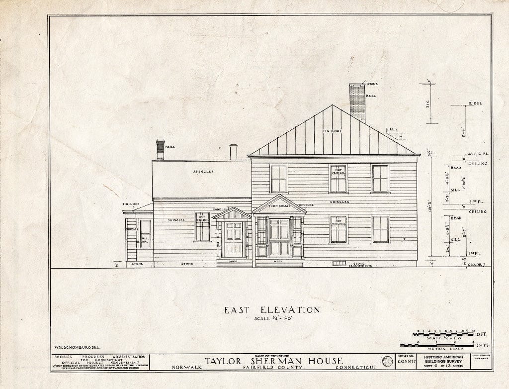 Blueprint HABS Conn,1-NOWA,1- (Sheet 6 of 13) - Taylor Sherman House, 89 Main Street, Norwalk, Fairfield County, CT