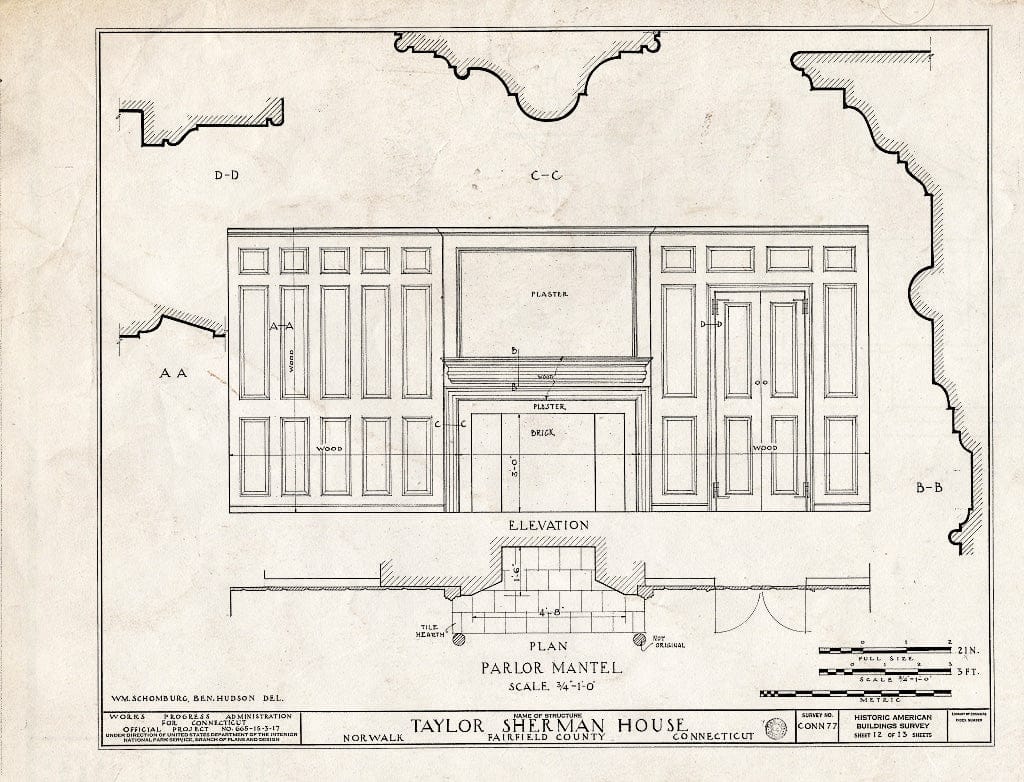 Blueprint HABS Conn,1-NOWA,1- (Sheet 12 of 13) - Taylor Sherman House, 89 Main Street, Norwalk, Fairfield County, CT