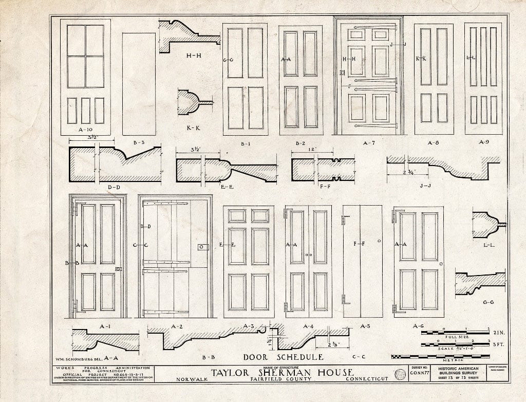 Blueprint HABS Conn,1-NOWA,1- (Sheet 13 of 13) - Taylor Sherman House, 89 Main Street, Norwalk, Fairfield County, CT