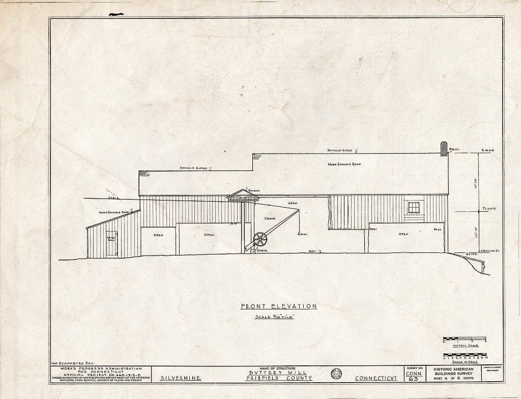 Blueprint HABS Conn,1-Silm,1- (Sheet 4 of 8) - Buttery Sawmill, Silvermine, Fairfield County, CT