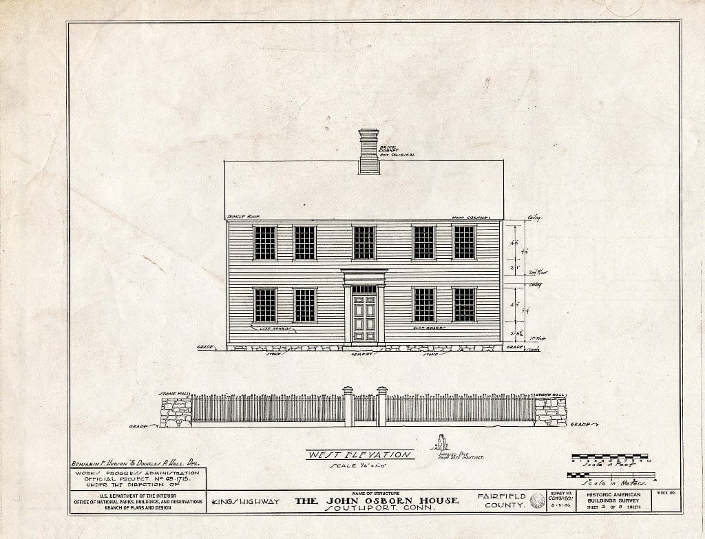 Blueprint HABS Conn,1-SOUPO,1- (Sheet 3 of 8) - John Osborn House, Kings Highway West, Southport, Fairfield County, CT
