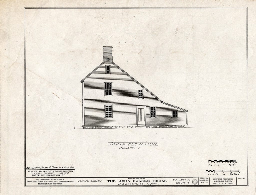 Blueprint HABS Conn,1-SOUPO,1- (Sheet 6 of 8) - John Osborn House, Kings Highway West, Southport, Fairfield County, CT