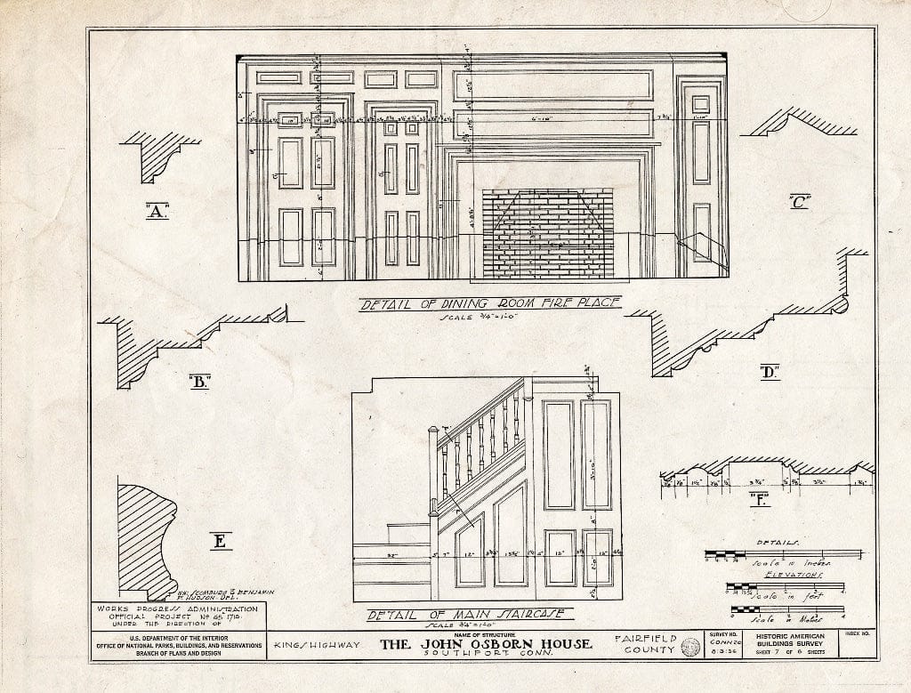 Blueprint HABS Conn,1-SOUPO,1- (Sheet 7 of 8) - John Osborn House, Kings Highway West, Southport, Fairfield County, CT