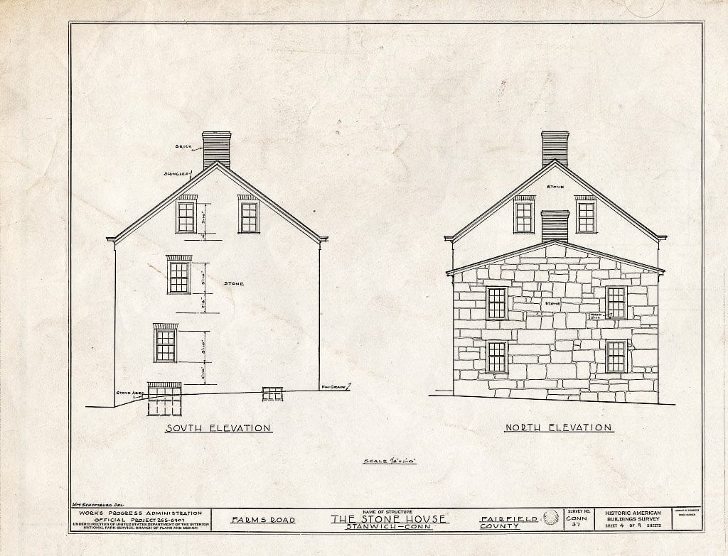 Blueprint HABS Conn,1-Stan.V,1- (Sheet 4 of 9) - Stone House, Farms Road, Stanwich, Fairfield County, CT