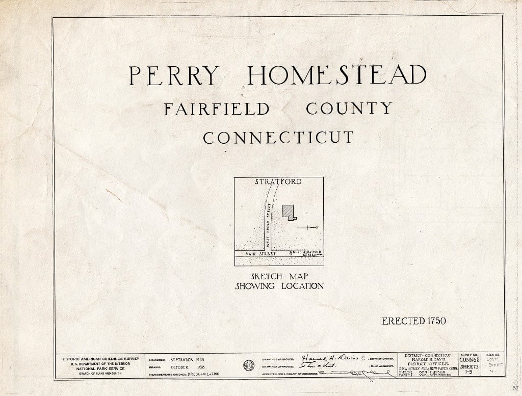 Blueprint HABS Conn,1-STRAT,4- (Sheet 0 of 9) - Perry-Fairchild Homestead, West Broad Street, Stratford, Fairfield County, CT