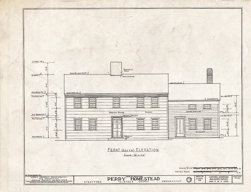 Blueprint HABS Conn,1-STRAT,4- (Sheet 3 of 9) - Perry-Fairchild Homestead, West Broad Street, Stratford, Fairfield County, CT