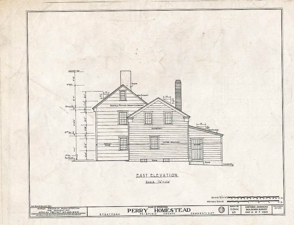 Blueprint HABS Conn,1-STRAT,4- (Sheet 4 of 9) - Perry-Fairchild Homestead, West Broad Street, Stratford, Fairfield County, CT