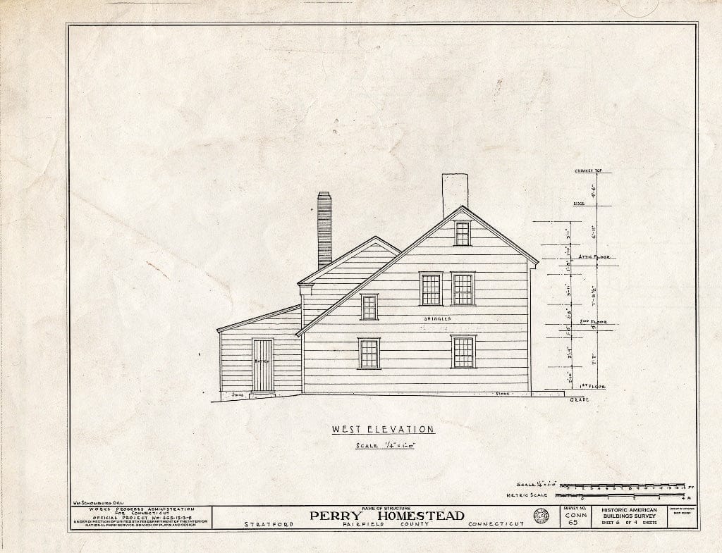 Blueprint HABS Conn,1-STRAT,4- (Sheet 6 of 9) - Perry-Fairchild Homestead, West Broad Street, Stratford, Fairfield County, CT