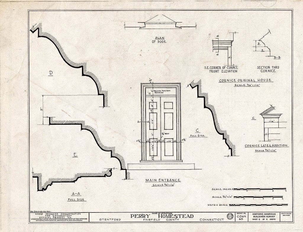Blueprint HABS Conn,1-STRAT,4- (Sheet 9 of 9) - Perry-Fairchild Homestead, West Broad Street, Stratford, Fairfield County, CT