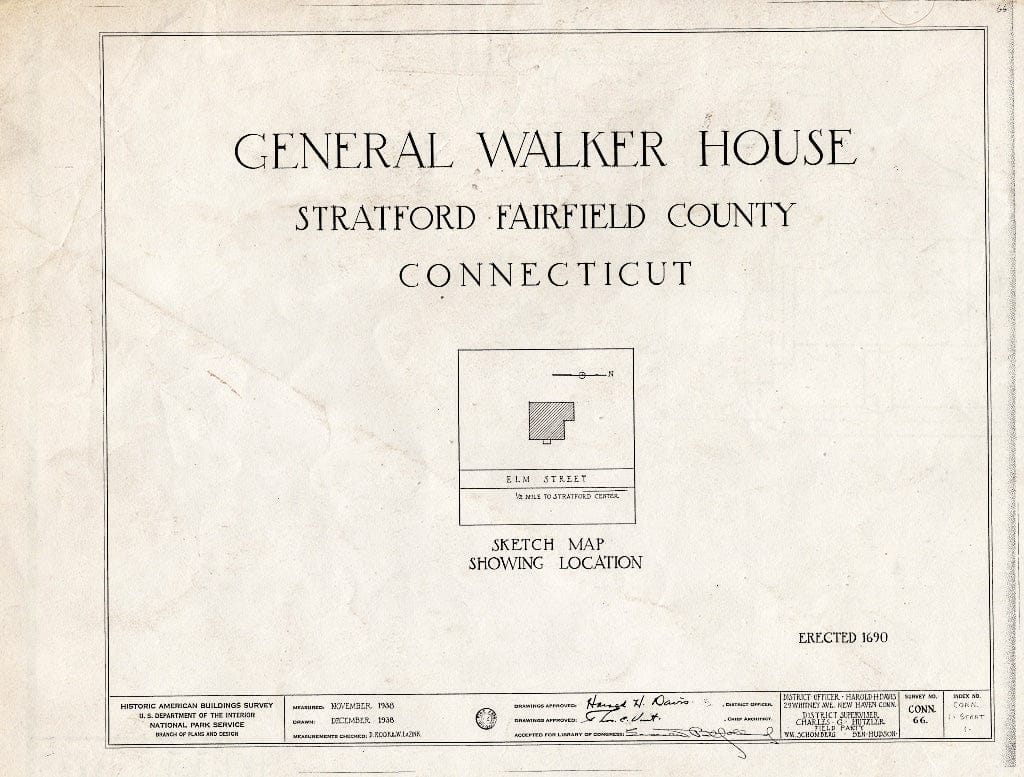 Blueprint HABS Conn,1-STRAT,1- (Sheet 0 of 10) - General Joseph Walker House, 2175 Elm Street, Stratford, Fairfield County, CT
